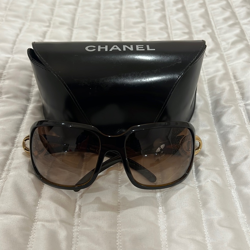Chanel Brown and Gold Sunglasses